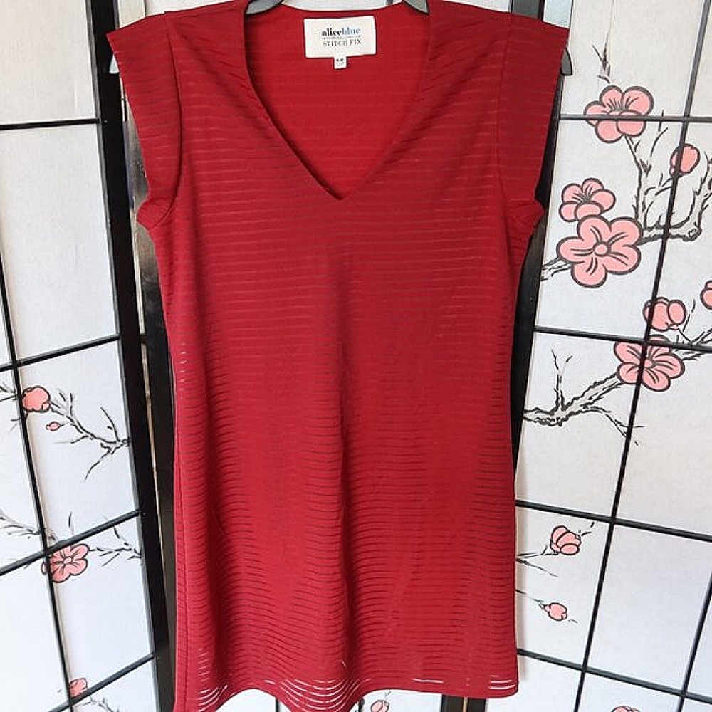 Alice Blue Red Burgundy Tunic Top Size Large Petite